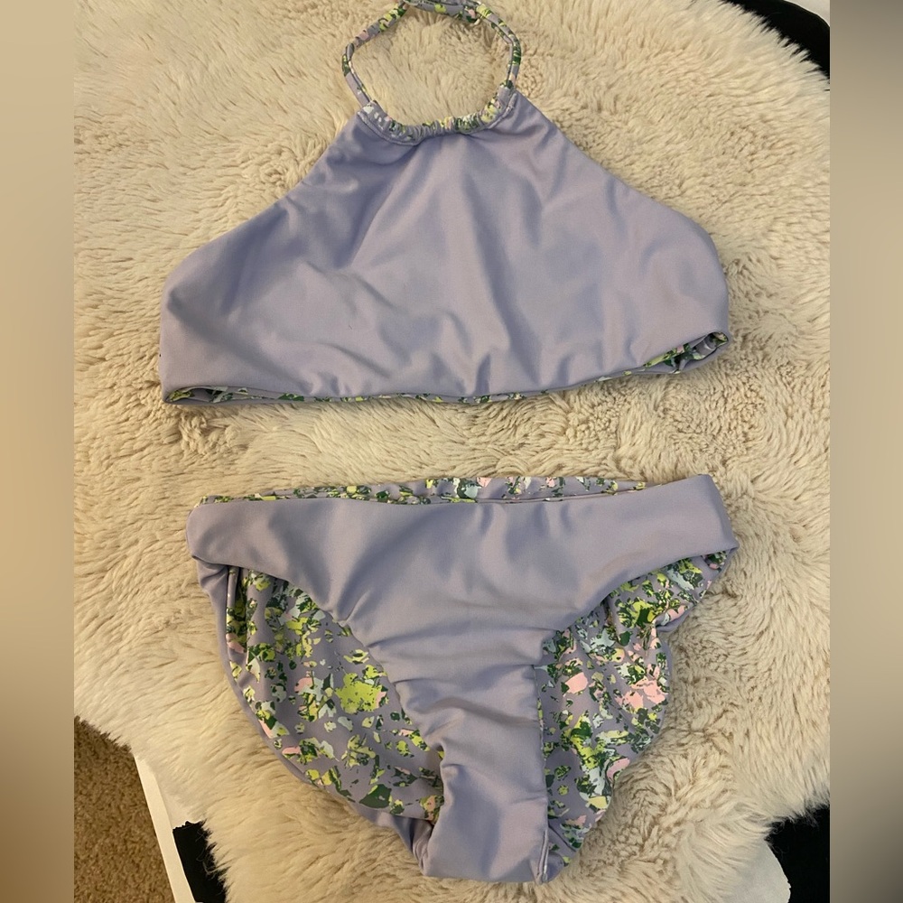 Reversible Lavender Halter Bikini Set